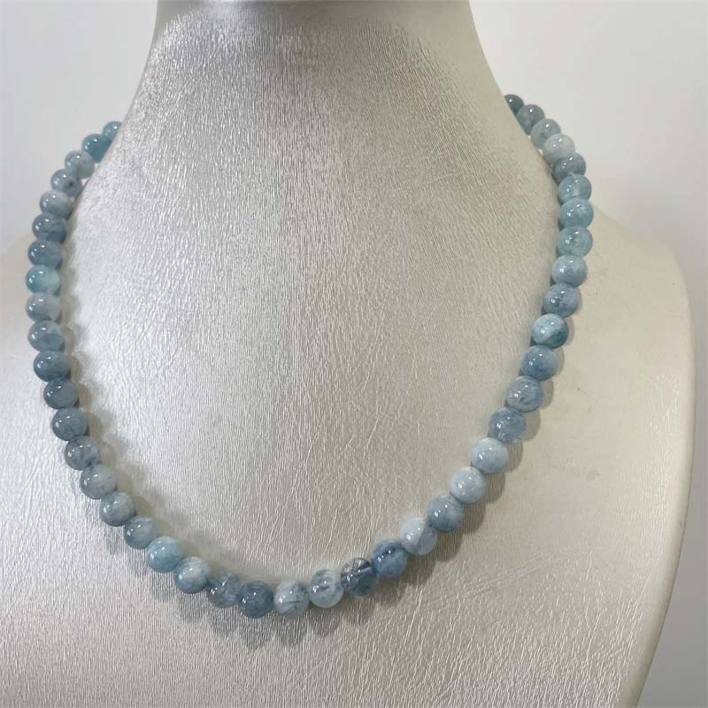 8MM Aquamarine Jade Necklace B - Yoga Health & Fitness Center ulasan dan harga