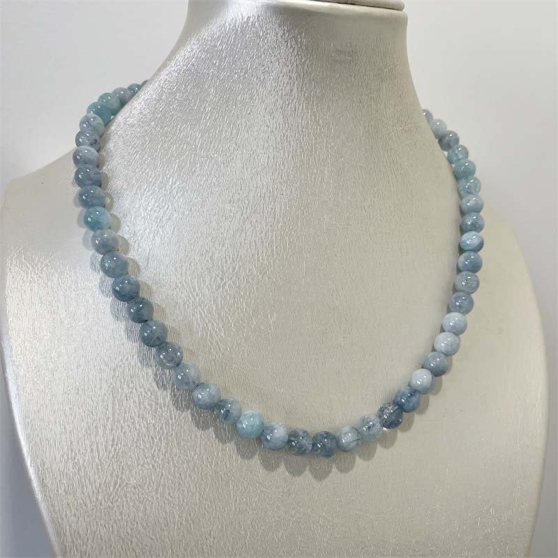 8MM Aquamarine Jade Necklace B - Yoga Health & Fitness Center ulasan dan harga