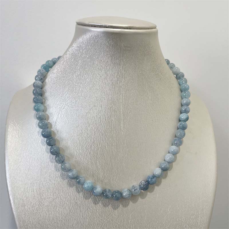 8MM Aquamarine Jade Necklace B - Yoga Health & Fitness Center ulasan dan harga