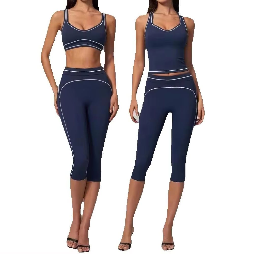 Women Contrast Stitch Racerbac - Yoga Fitness Class ulasan dan harga