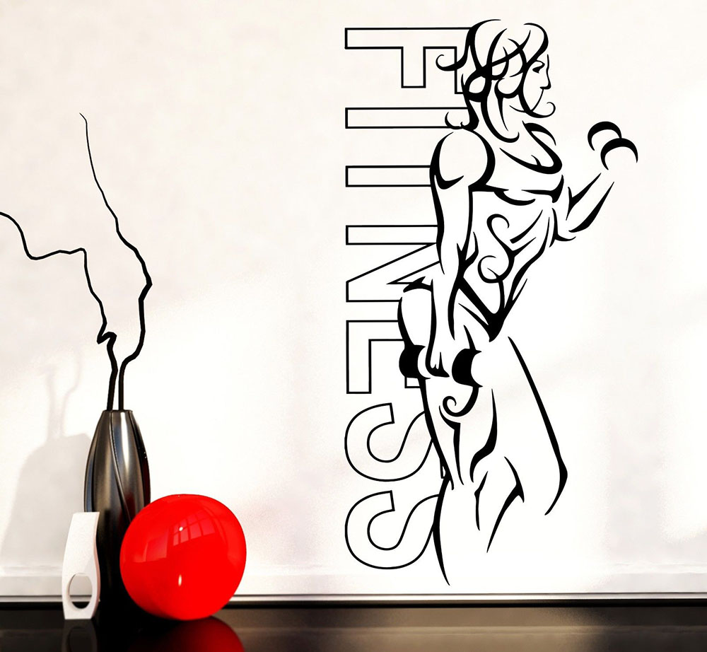 Wall Stickers Vinyl Fitness Gi - Yoga Health & Fitness Center ulasan dan harga