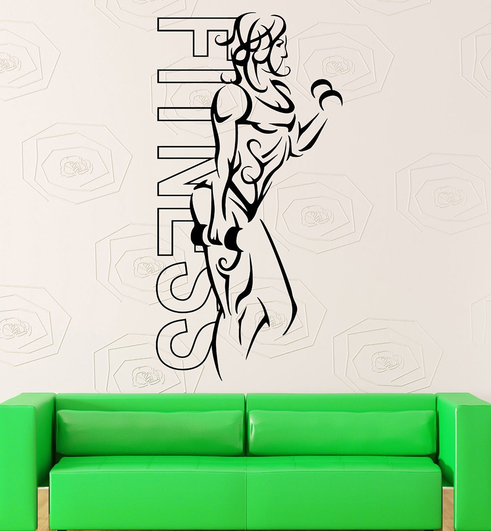 Wall Stickers Vinyl Fitness Gi - Yoga Health & Fitness Center ulasan dan harga