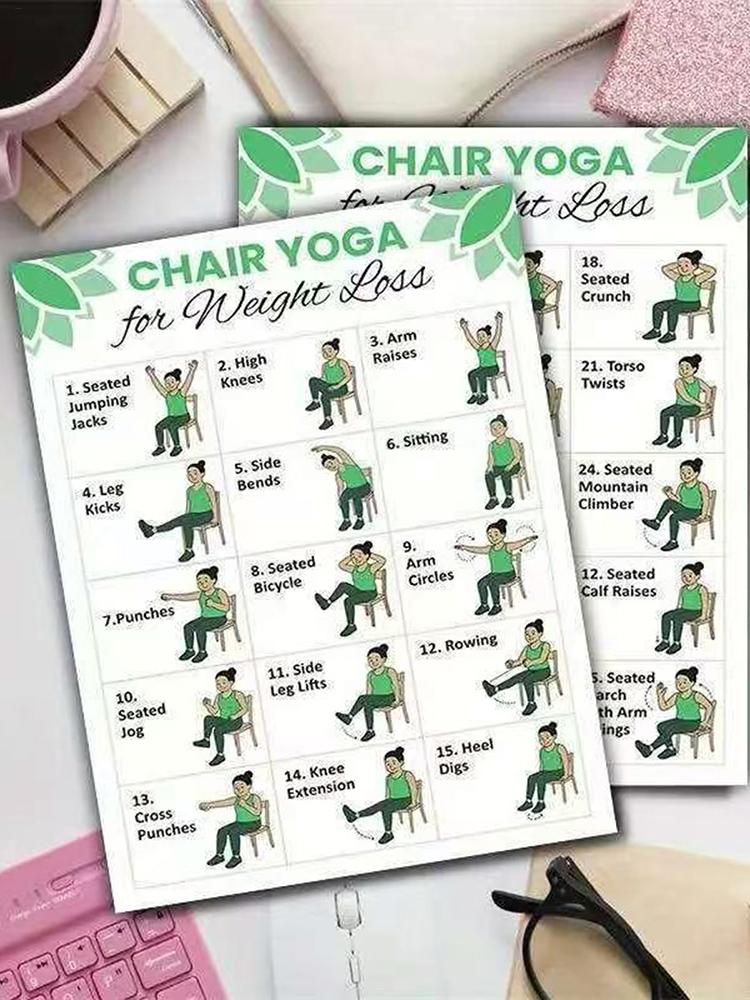 2 PCS Yoga Poster Home Exercis - Yoga Health & Fitness Center ulasan dan harga